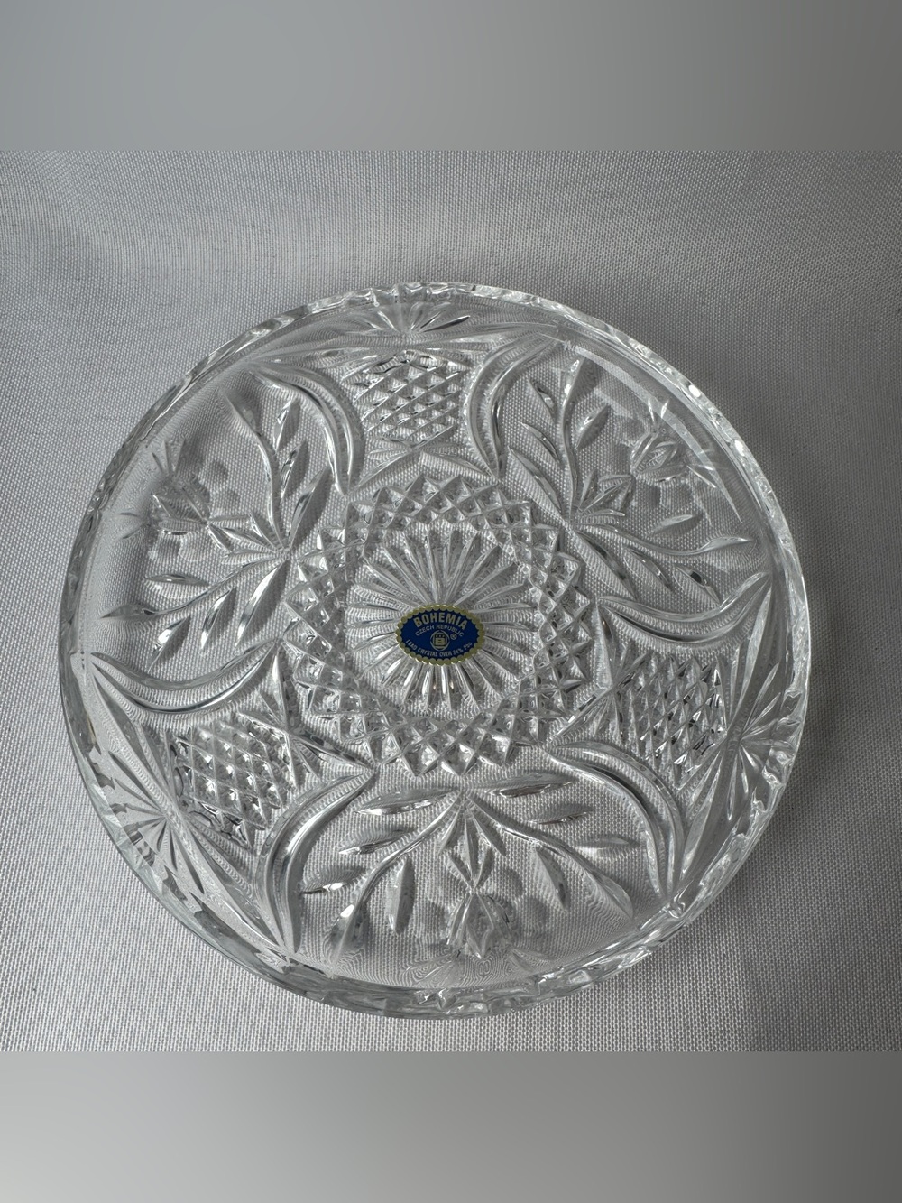 Bohemia Cut Crystal Round Dish, 6.25", Lead Crystal, Czech Republic